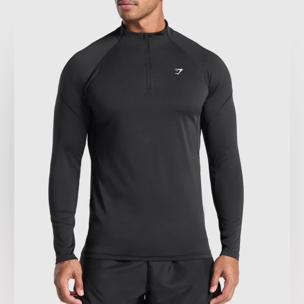 Gymshark Performance 1/4 Zip Slim Fit Black Large NWT IN PACKAGE